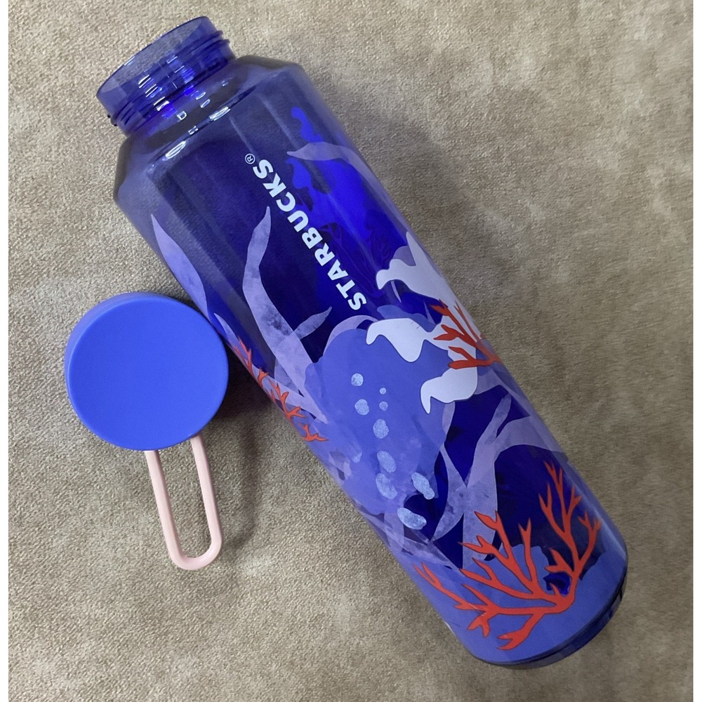 Starbucks 2021‎ Summer Tropical Coral Reef Water Bottle 24 oz Purple Clear